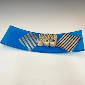 Aqua Double Square Sushi Plate