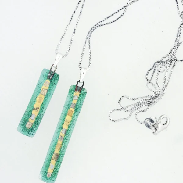 Aqua Golden Phase Bar Charm Necklace