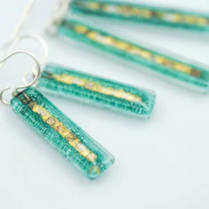 Aqua Golden Phase Bar Earrings