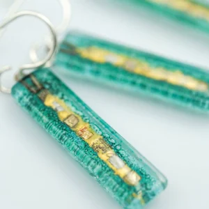 Aqua Golden Phase Bar Earrings