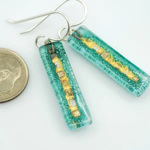 Aqua Golden Phase Bar Earrings