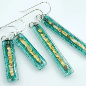 Aqua Golden Phase Bar Earrings