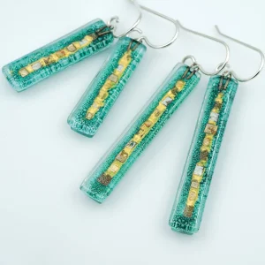 Aqua Golden Phase Bar Earrings