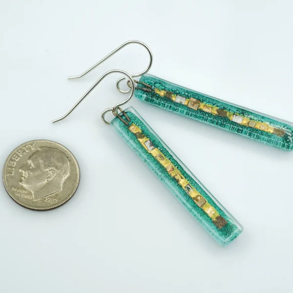 Aqua Golden Phase Bar Earrings