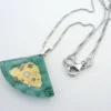 Aqua Golden Phase Fan Charm Necklace