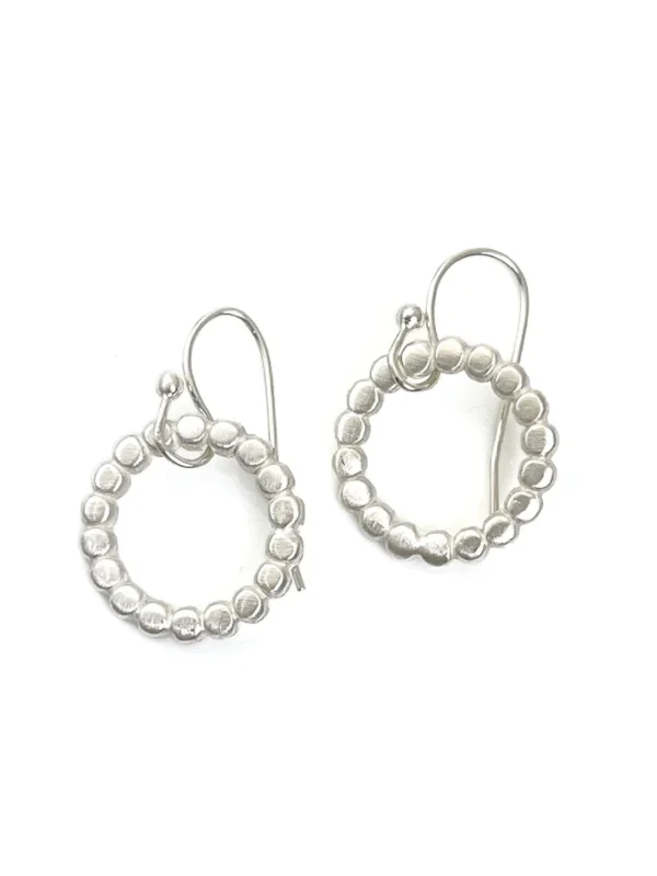 Beaded Sterling Silver Circle Drop Earrings