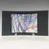 Black Edge Blue and Red Swirl Sushi Plate