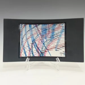 Black Edge Blue and Red Swirl Sushi Plate