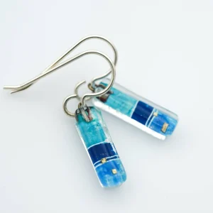 Blue Strata Bar Earrings