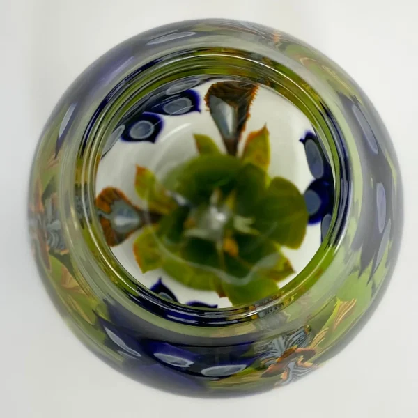 Clematis and Tiger Fire Flower Paperweight Vase