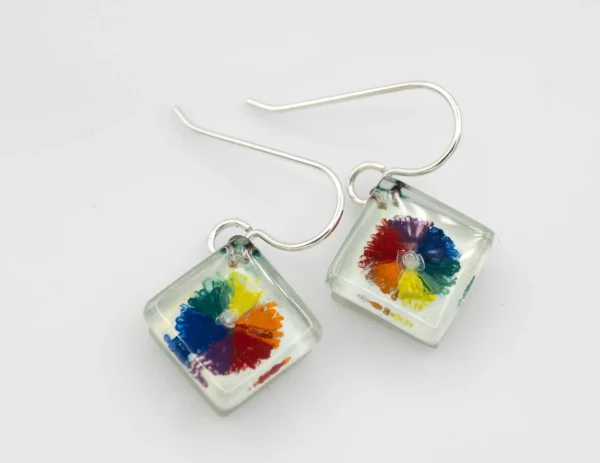 Color Wheel Square Earrings