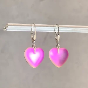 Dichroic Glass Heart Earrings