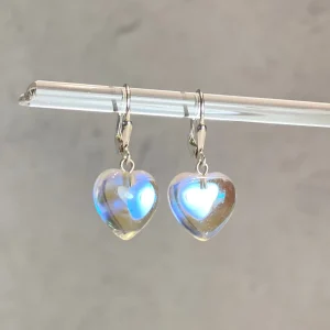 Dichroic Glass Heart Earrings