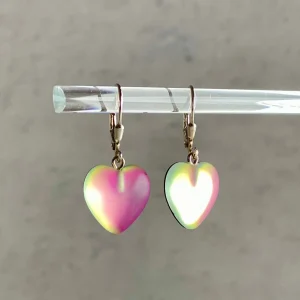 Dichroic Glass Heart Earrings