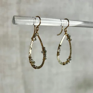 Hammered Teardrops with Crystal Cluster Earrings