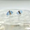 14k Gold Bezel Wrapped Australian Opal Stud Earrings