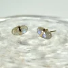 14k Gold Bezel Wrapped Labradorite Stud Earrings