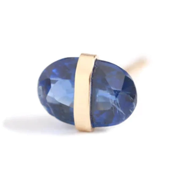 14k Gold Bezel Wrapped Oval Cut Kyanite Stud Earrings