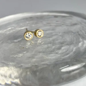 18k Gold Stud Earrings with 10 Point Diamonds