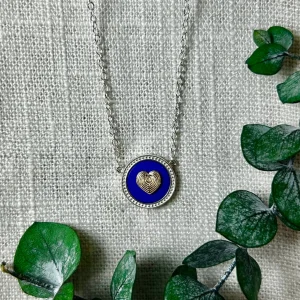 14k Heart with Lapis and Sterling Silver