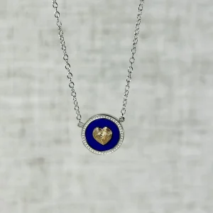 14k Heart with Lapis and Sterling Silver