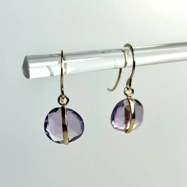 14k Yellow Gold Amethyst Drop Earrings