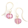 14k Yellow Gold Pink Sapphire Drop Earrings