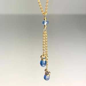 Kyanite Double Drop 14k Gold Filled Necklace