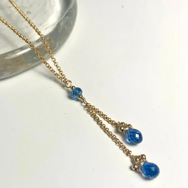 Kyanite Double Drop 14k Gold Filled Necklace