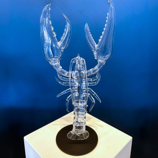 Large Clear Lobster in Cast Iron Stand