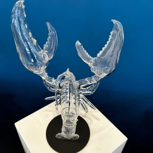 Large Clear Lobster in Cast Iron Stand