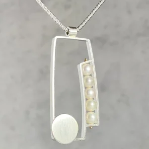 Large Rectangle Necklace with Fresh Water Pearls