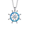 Larimar and Opal Ships Wheel Pendant