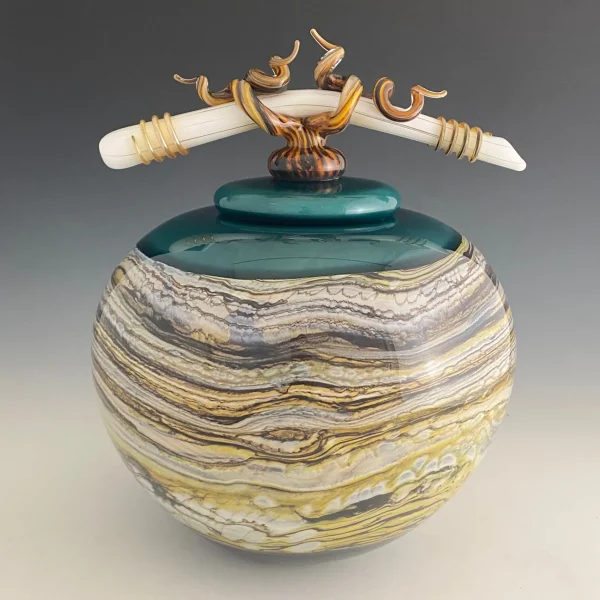 Lidded Sage Covered Sphere