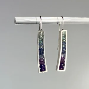 Medium Wedge Earrings with Blue and Purple Semiprecious Stones