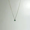 Micro 3.0 mm Emerald 18k Gold Necklace