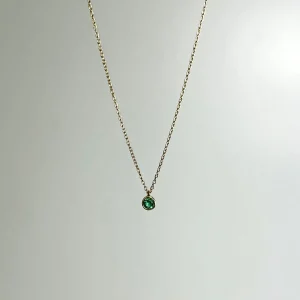 Micro 3.0 mm Emerald 18k Gold Necklace