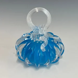 Mini Solid Blue Glass Station Pumpkins