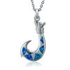 Opal and Sterling Silver Fish Hook Pendant Necklace