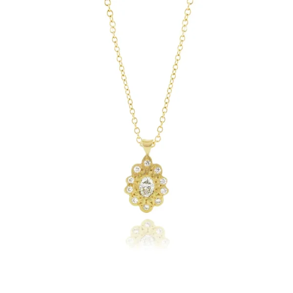 Oval Moonflower Charm 18k Pendant