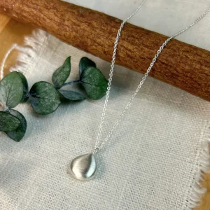 Puffy Sterling Silver Drop Necklace