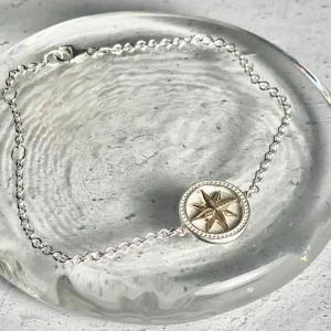 Silver and Gold Compass Rose Bracelet