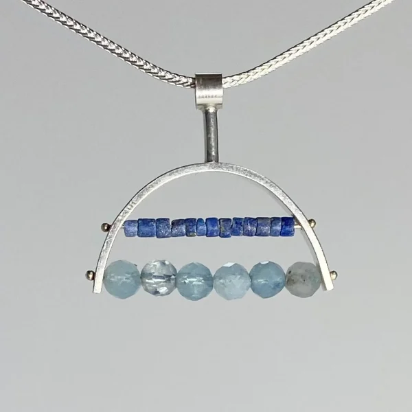Small Arch Necklace with Lapis and Aquamarine