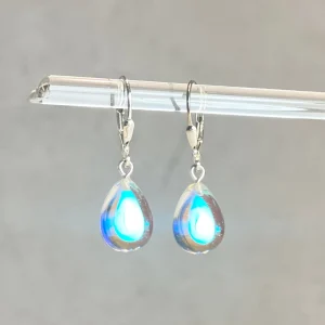 Small Dichroic Glass Drop Earrings