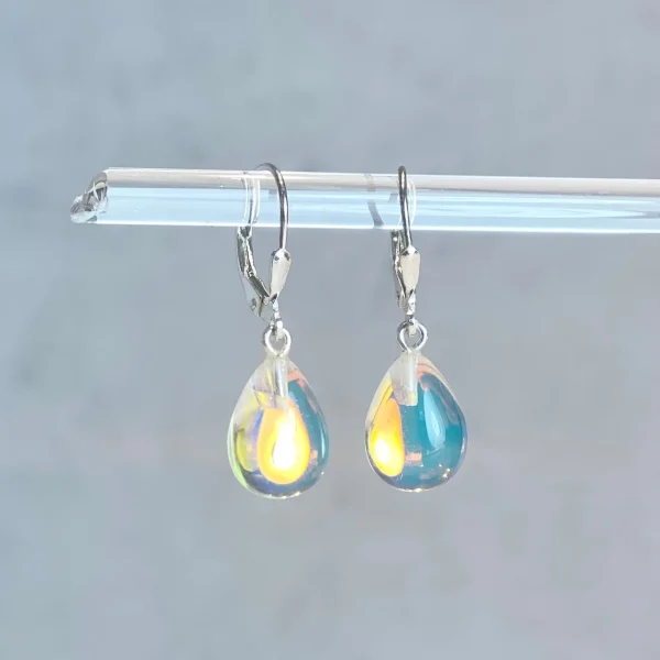 Small Dichroic Glass Drop Earrings