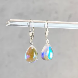 Small Dichroic Glass Drop Earrings