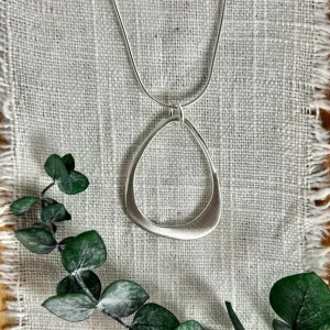 Small Open Drop Silver Necklace