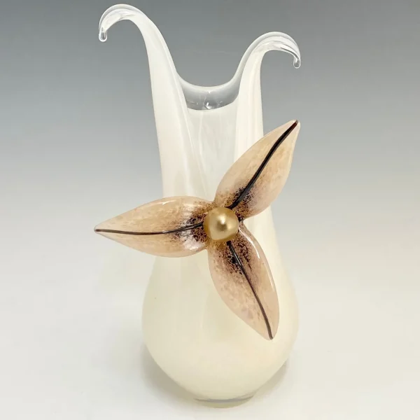 Small Split Vase with Beige Flower