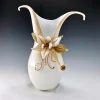 Split Dukeshire Vase - White and Beige with Flower - Large