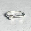 Stackable Sterling Silver Ring with Pearl